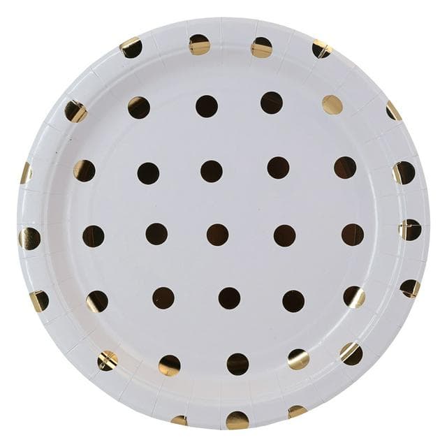 Sainsbury's Home Pack of 10 Gold Spot White Paper Plates - 23cm - gallery image 1
