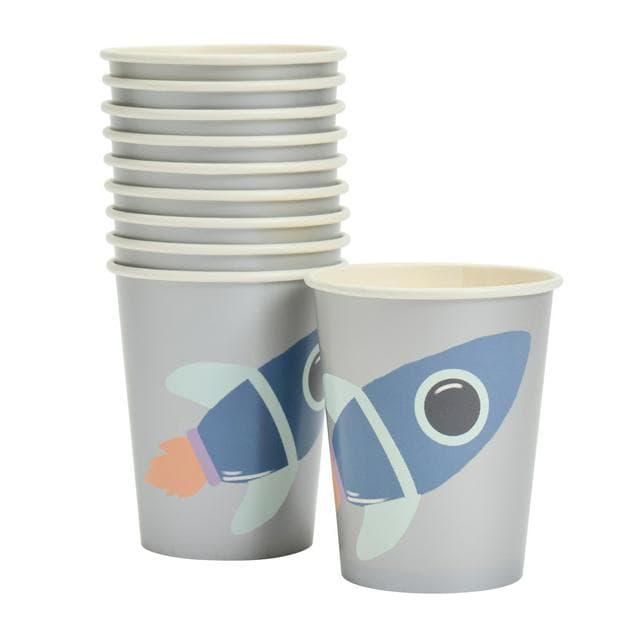 Sainsbury's Home Pack of 10 Space Rocket Paper Cups - 250ml - gallery image 1