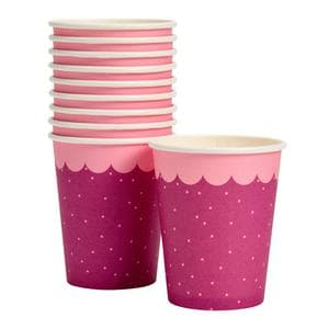 Sainsbury's Home Pack of 10 Pink Polka Dot Paper Cups - 250ml