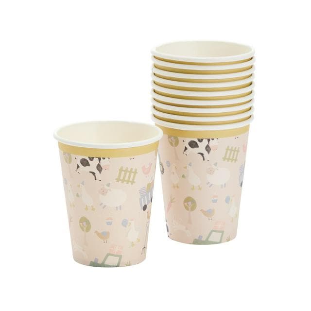Sainsbury's Home Pack of 10 Farmyard Animals Paper Cups - 250ml - gallery image 1