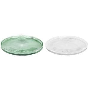 Habitat Pack of 2 Pillar Pressed Glass Candle Plate Assortment - 25cm