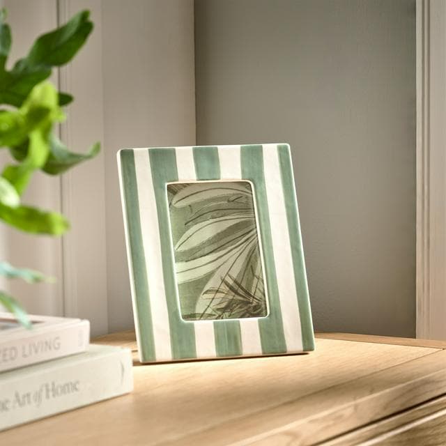 Habitat Ceramic Stripe Photo Frame Green - 4x6 - gallery image 1