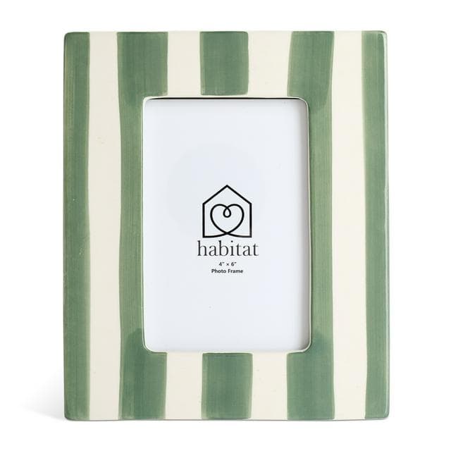 Habitat Ceramic Stripe Photo Frame Green - 4x6 - gallery image 2