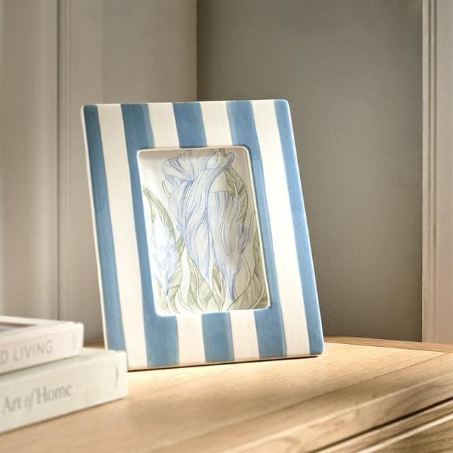 Habitat Ceramic Stripe Photo Frame Blue - 5x7 - gallery image 1