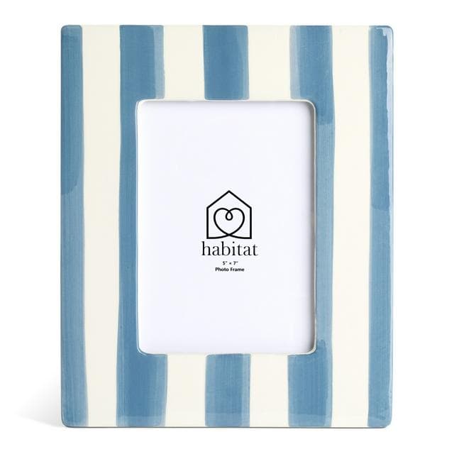 Habitat Ceramic Stripe Photo Frame Blue - 5x7 - gallery image 2