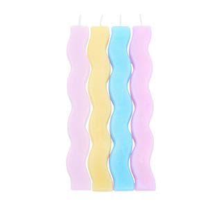 Sainsbury's Home Pack of 4 Wavy Pastel Colour Candles