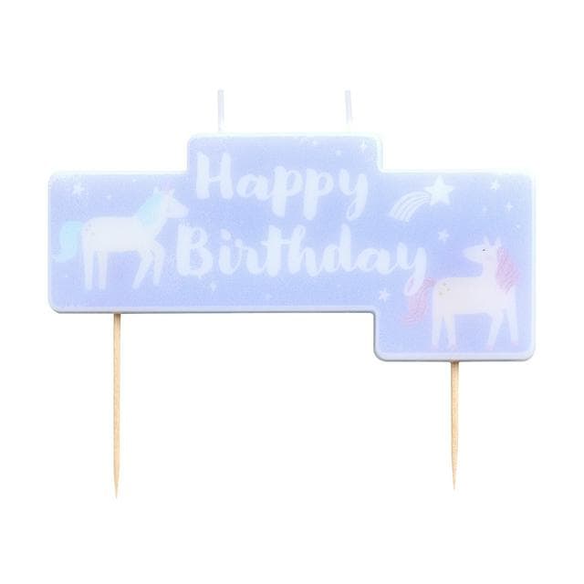 Sainsbury's Home Unicorn Happy Birthday Block Candle - gallery image 1