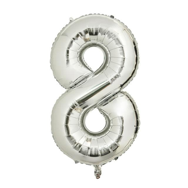 Sainsbury's Home 34" Silver Foil Number Birthday Balloon Age 8 - gallery image 1