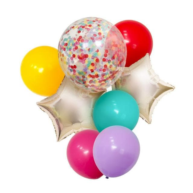 Sainsbury's Home Pack of 8 Rainbow Confetti & Star Balloon Pack - gallery image 1