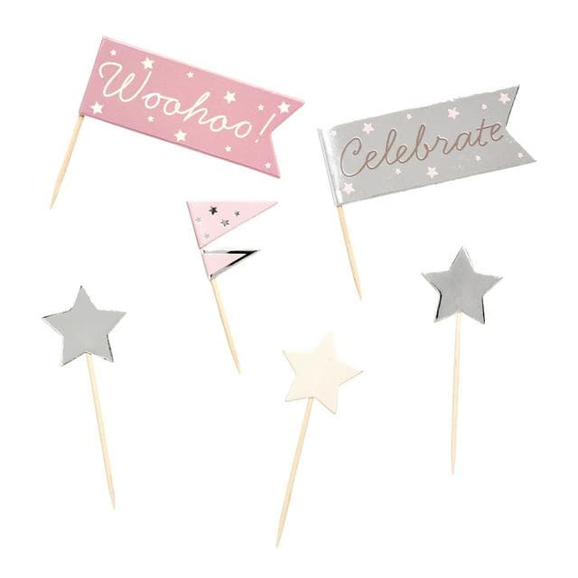 Sainsbury's Home Pack of 6 Glam Cupcake Toppers - gallery image 1