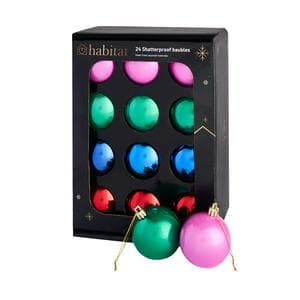 Habitat Pack of 24 Scandi Shatterproof Baubles