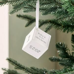 Sainsbury's Home Single Babies First Christmas Cube Bauble