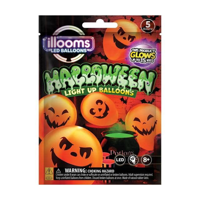 Illooms Pack of 5 Light Up Pumpkin Balloons - gallery image 1