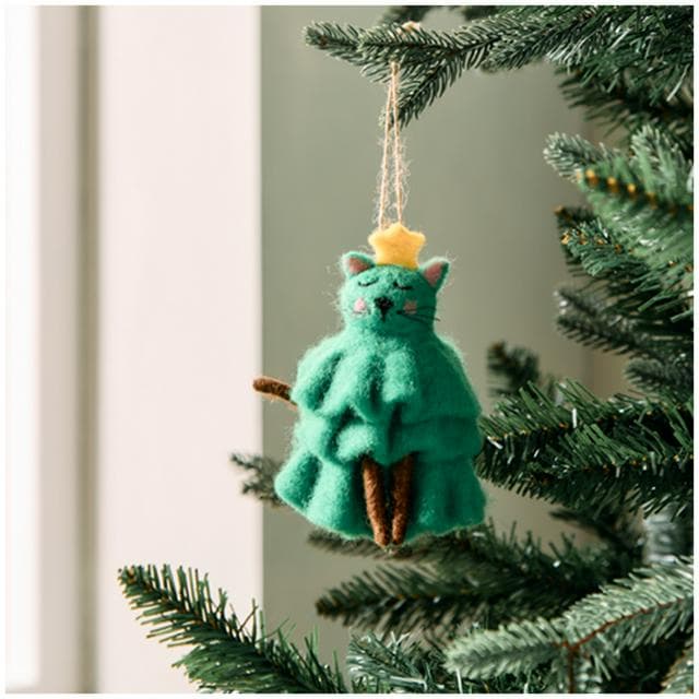 Habitat Single Felt Cat Christmas Tree Decoration - gallery image 1