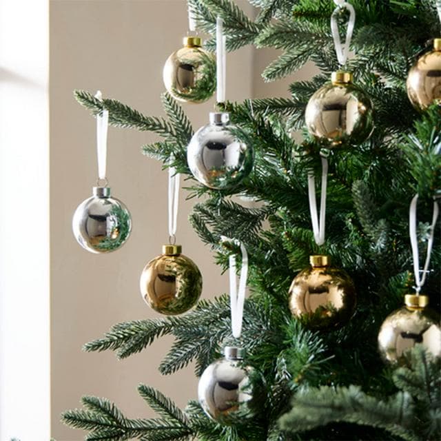 Habitat Pack of 9 Glass Christmas Baubles - Silver & Gold - gallery image 1