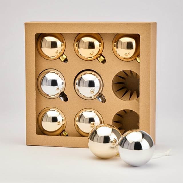 Habitat Pack of 9 Glass Christmas Baubles - Silver & Gold - gallery image 3