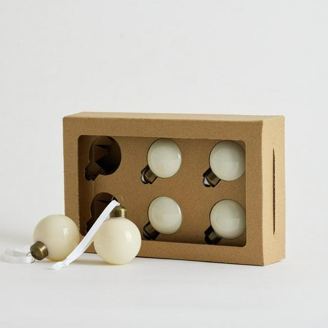 Habitat Pack of 6 Glass Mini Christmas Bauble - Ivory - gallery image 5