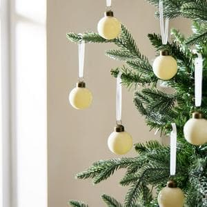 Habitat Pack of 6 Glass Mini Christmas Bauble - Ivory
