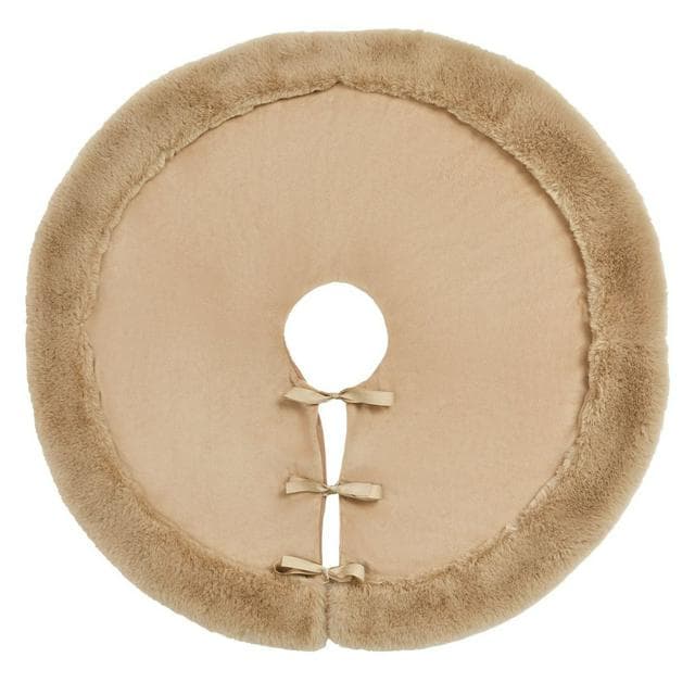 Habitat Taupe Velvet and Faux Fur Christmas Tree Skirt - gallery image 2
