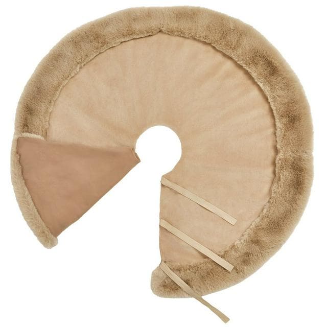 Habitat Taupe Velvet and Faux Fur Christmas Tree Skirt - gallery image 4
