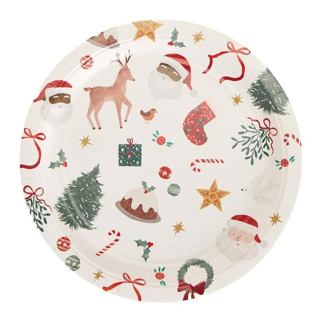 Sainsbury's Home Pack of 10 Santa Icons Paper Plates - 23cm - gallery image 1
