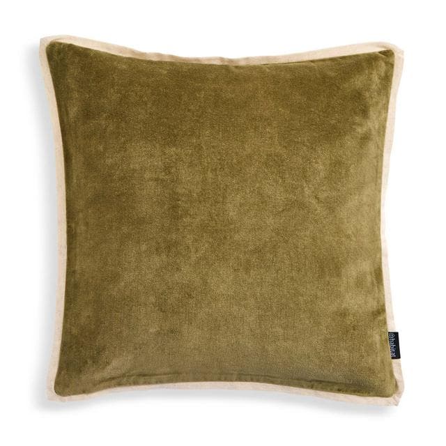 Habitat Cotton Velvet Cushion - Khaki - 43x43 - gallery image 1