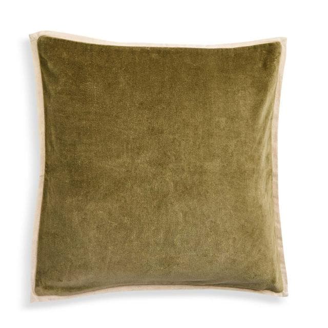 Habitat Cotton Velvet Cushion - Khaki - 43x43 - gallery image 3