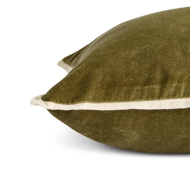 Habitat Cotton Velvet Cushion - Khaki - 43x43 - gallery image 4