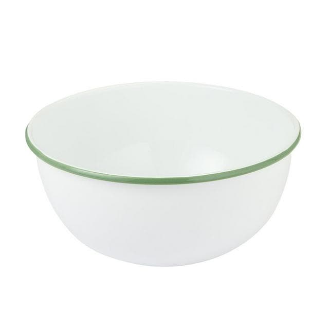 Sainsbury's Home Enamel Carbon Steel Mixing Bowl - White & Green - gallery image 2