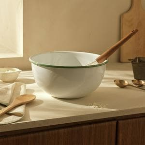 Sainsbury's Home Enamel Carbon Steel Mixing Bowl - White & Green