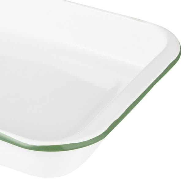 Sainsbury's Home 29cm Enamel Carbon Steel Roaster - White & Green - gallery image 3