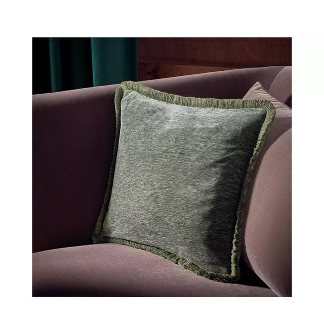 Habitat Fringled Chenille Cushion - Green - 43x43 - gallery image 1