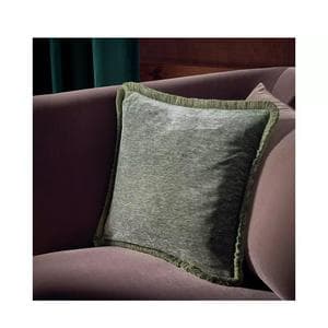 Habitat Fringled Chenille Cushion - Green - 43x43