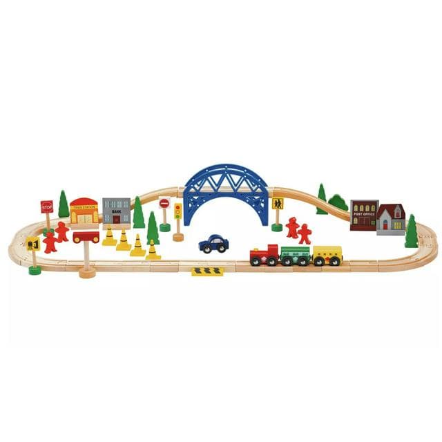 Chad Valley Wooden Train Set - 60 Pieces - gallery image 1