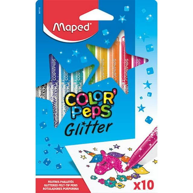 Maped Pack of 10 Colorpeps Glitter Felt Pens - gallery image 1