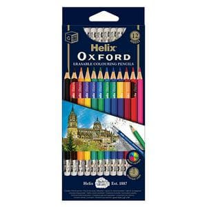 Helix Oxford Pack of 12 Erasable Colouring Pencil