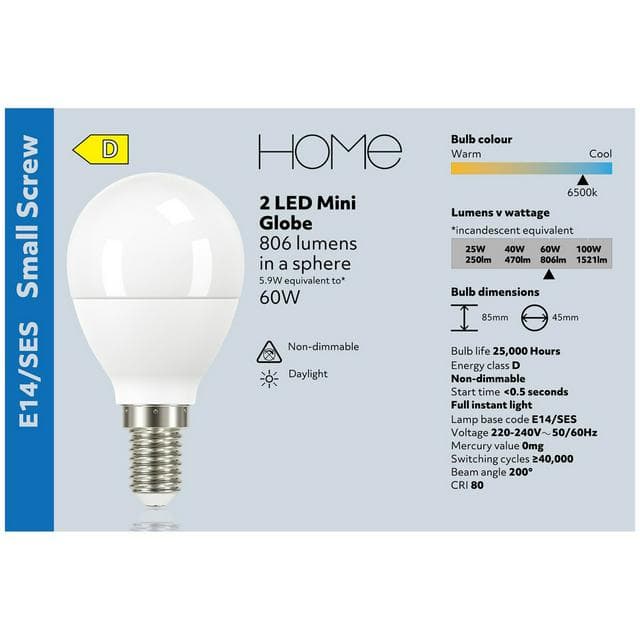 Home Led Mini Globe 60w Daylight Ses 2 Pack - gallery image 4