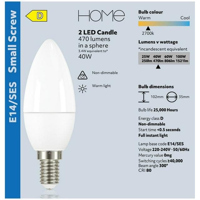 New Home Led Frosted Candle 40w Ses 2 Pack - gallery image 4