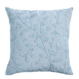 Sainsbury's Home Washed Embroidery Cushion - Blue - 50x50