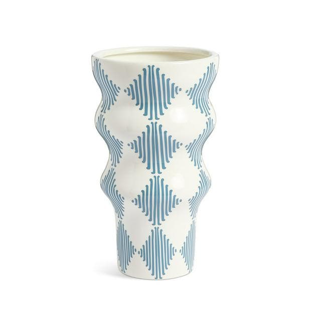 Habitat Harlequin Ceramic Flared Vase - Blue - gallery image 1