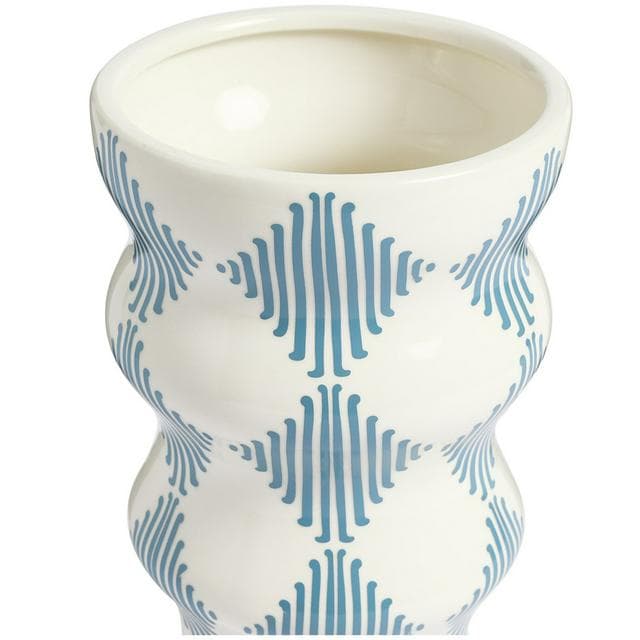 Habitat Harlequin Ceramic Flared Vase - Blue - gallery image 3