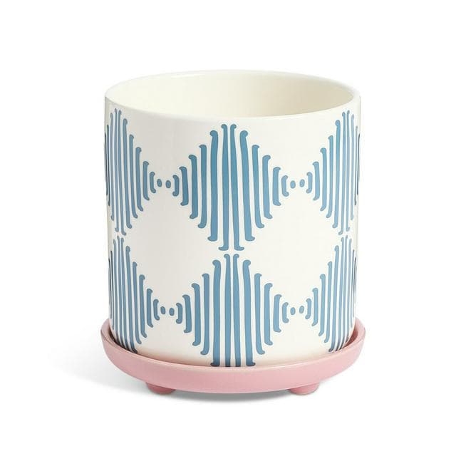 Habitat Harlequin Ceramic Planter With Saucer - gallery image 1