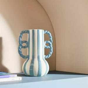 Habitat Stripe Vase With Wavy Handles