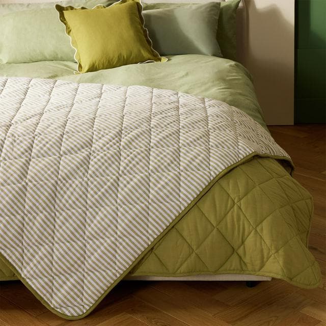 Habitat Yarn Dye Striped Bedding Set  - Olive Green - gallery image 1