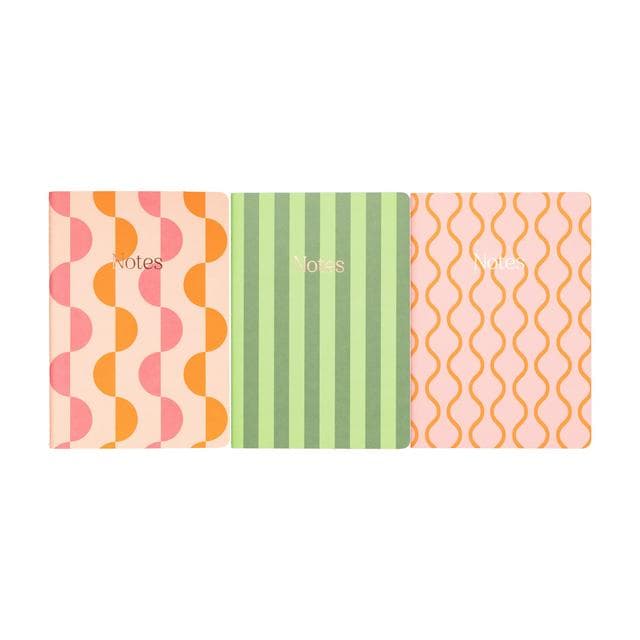 Sainsbury's Home Pack of 3 Retro A5 Notebooks - gallery image 1