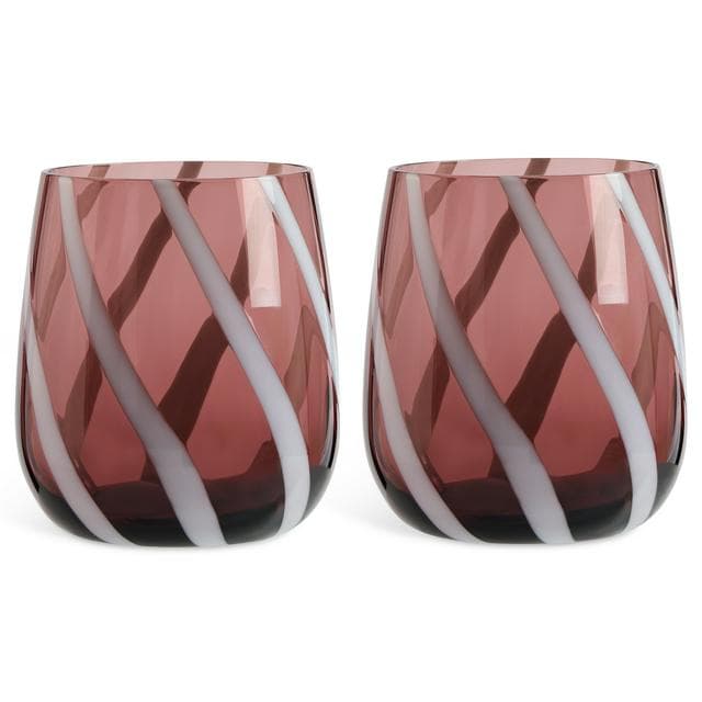 Sainsbury's Home Set of 2 Swirl Glass Tumbler - Purple & White - gallery image 1