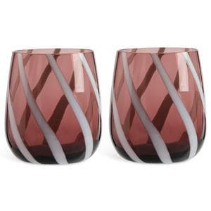 Sainsbury's Home Set of 2 Swirl Glass Tumbler - Purple & White