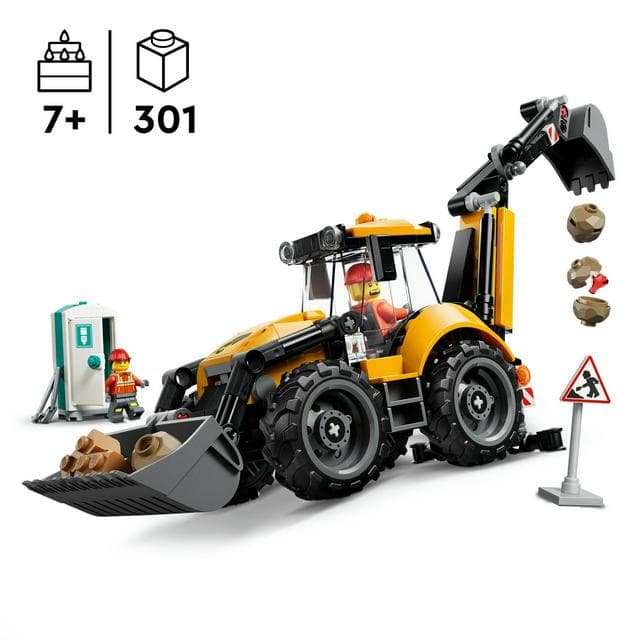Lego City Yellow Backhoe Loader Tractor Toy 60480 - gallery image 2