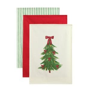 Sainsbury's Home Pack of 3 Bows & Tree Tea Towels