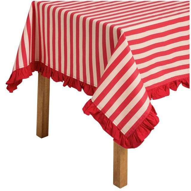 Sainsbury's Home Stripe Ruffle Edge Tablecloth - Pink - gallery image 2